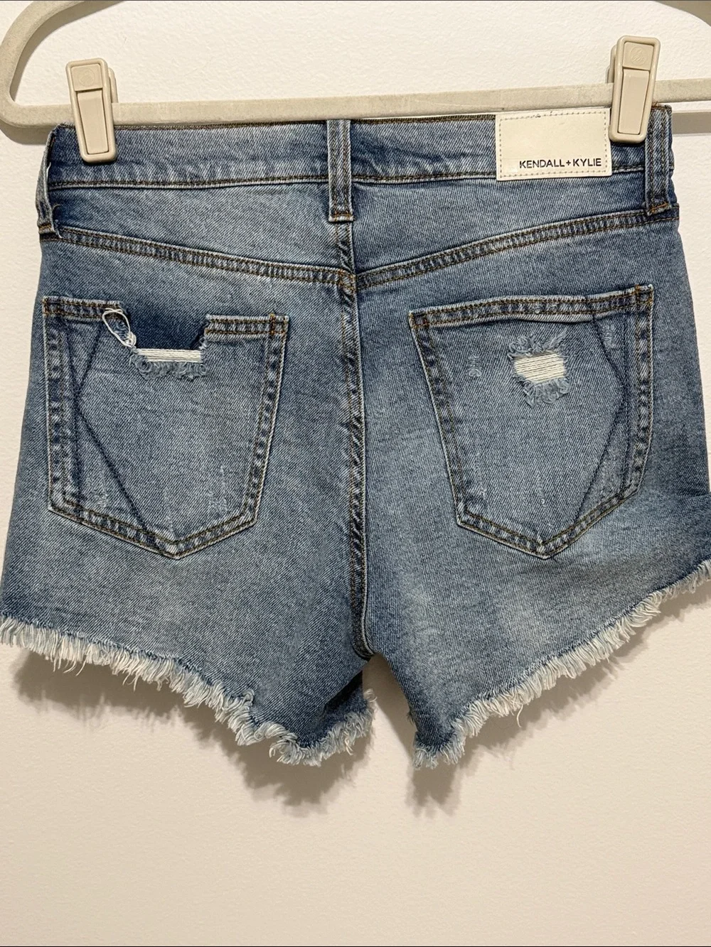 Kendall & Kylie Light Blue Distressed Denim Shorts - Picture 3 of 4